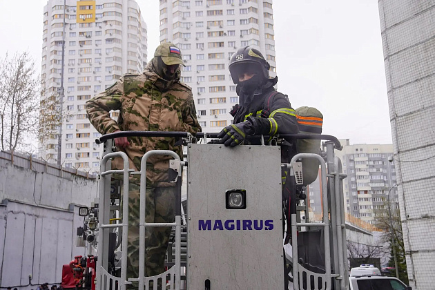 Росгвардейцы  совместно с МЧС провели пожарно-тактические учения  в столице